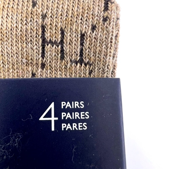 TOMMY HILFIGER,MEN’S DRESS CREW SOCKS, 4 PAIRS DECORATIVE TAN,GREY, BLUE 1 SIZE - Picture 7 of 16